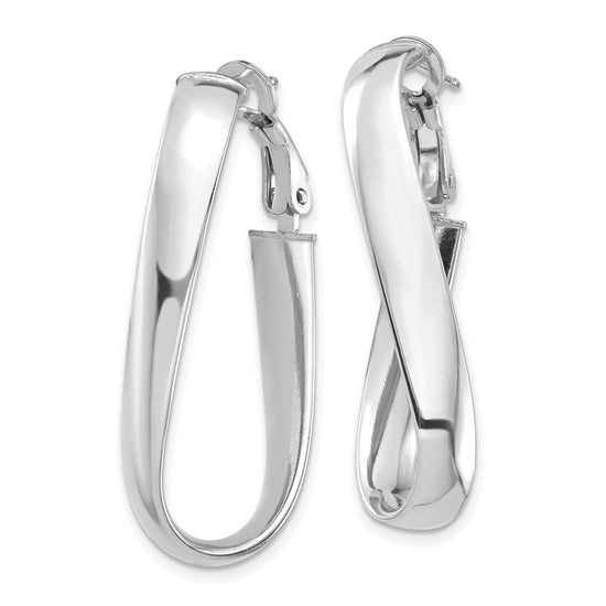 Gold Oval Twisted Omega Back Hoop Earrings