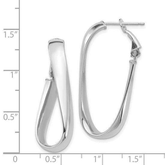 Gold Oval Twisted Omega Back Hoop Earrings