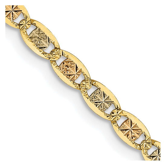 Gold Tri-Color Pavé Valentino Chain