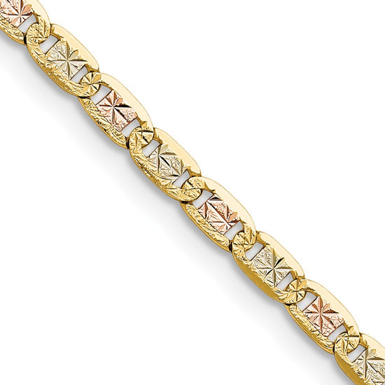 Gold Tri-Color Pavé Valentino Chain