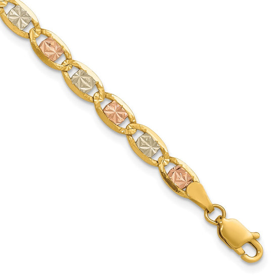 Gold Tri-Color Pavé Valentino Chain
