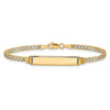 14k Polished with Rhodium Pav‚ Solid Chain/Solid Plate Curb Link 25.5x5mm Plate 7 inch ID Bracelet