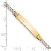 14k Polished with Rhodium Pav‚ Solid Chain/Solid Plate Curb Link 25.5x5mm Plate 7 inch ID Bracelet