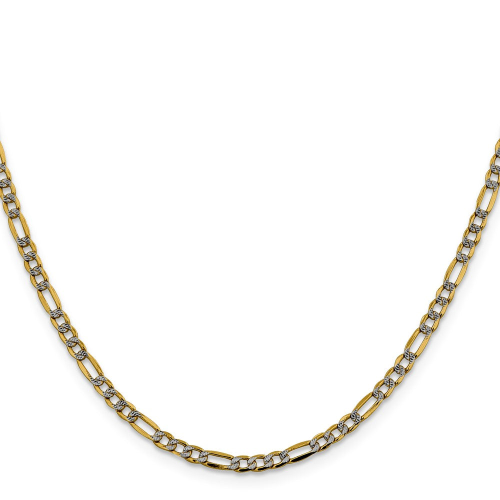 Gold (14K) Semi-Solid Rhodium Pavé Figaro Chain