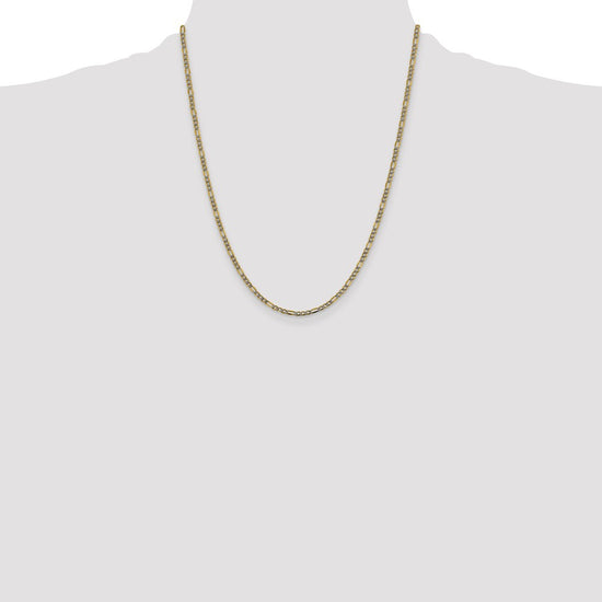 Gold (14K) Semi-Solid Rhodium Pavé Figaro Chain