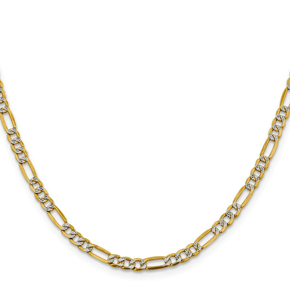 Gold (14K) Semi-Solid Rhodium Pavé Figaro Chain