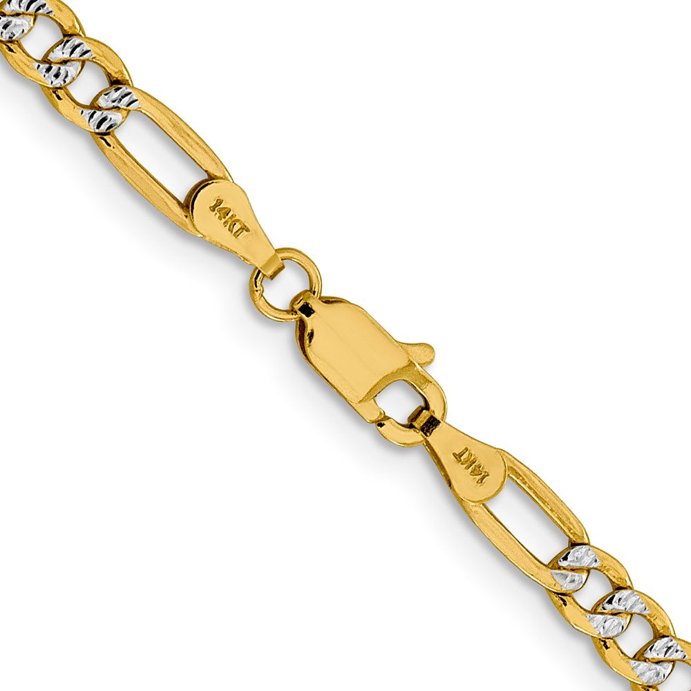 Gold (14K) Semi-Solid Rhodium Pavé Figaro Chain