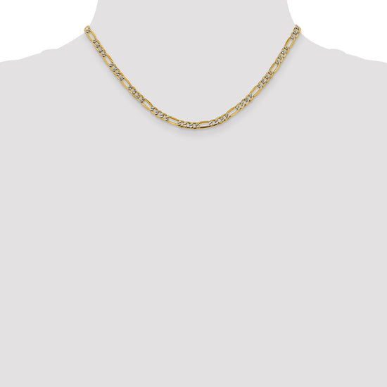 Gold (14K) Semi-Solid Rhodium Pavé Figaro Chain