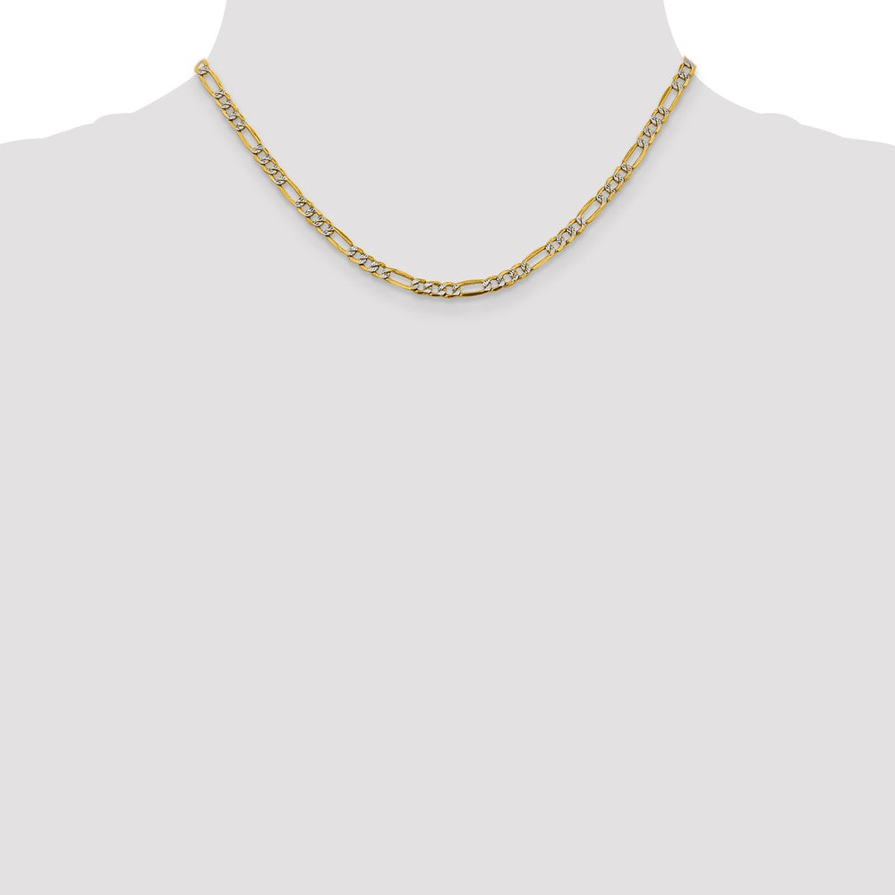 Gold (14K) Semi-Solid Rhodium Pavé Figaro Chain