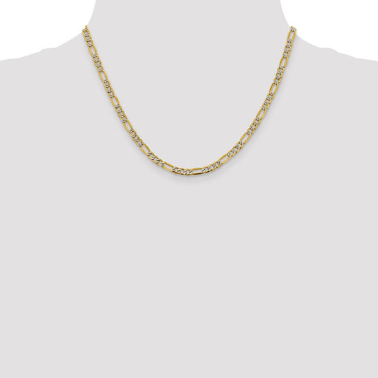 Gold (14K) Semi-Solid Rhodium Pavé Figaro Chain