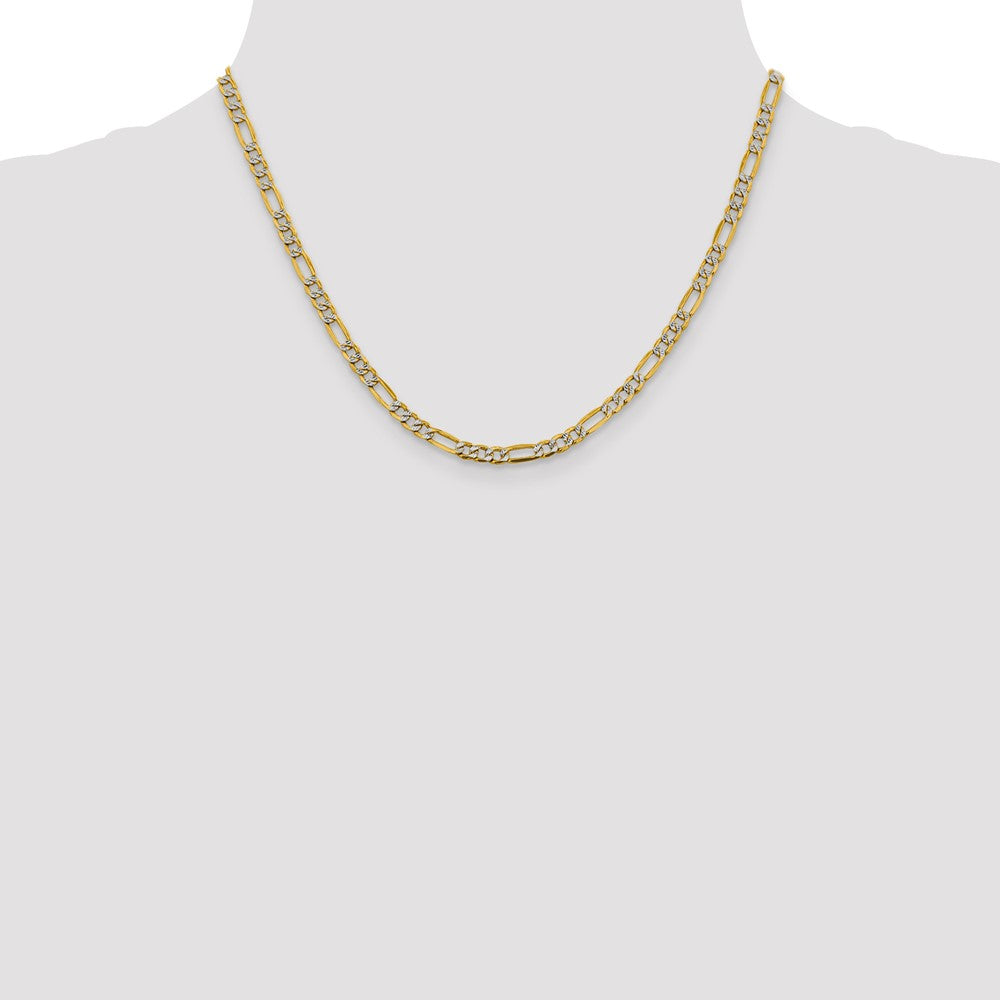 Gold (14K) Semi-Solid Rhodium Pavé Figaro Chain