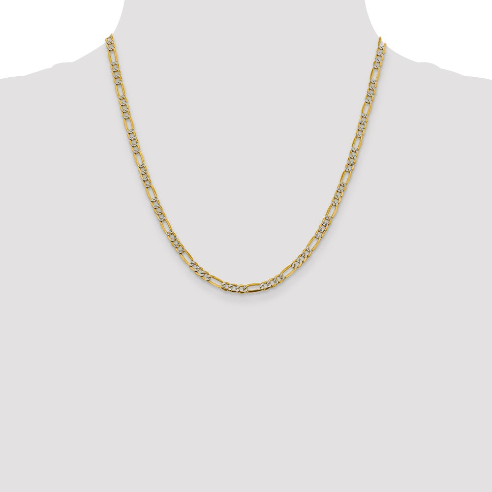 Gold (14K) Semi-Solid Rhodium Pavé Figaro Chain