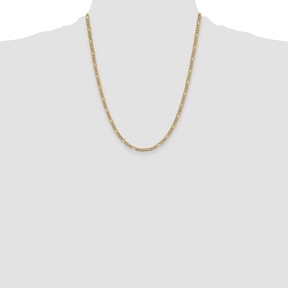 Gold (14K) Semi-Solid Rhodium Pavé Figaro Chain