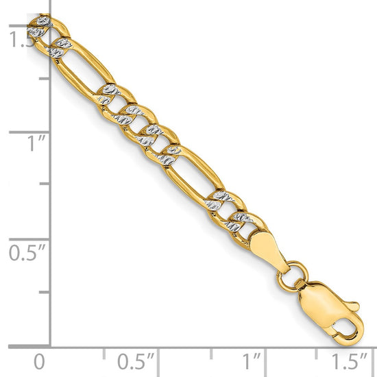 Gold (14K) Semi-Solid Rhodium Pavé Figaro Chain