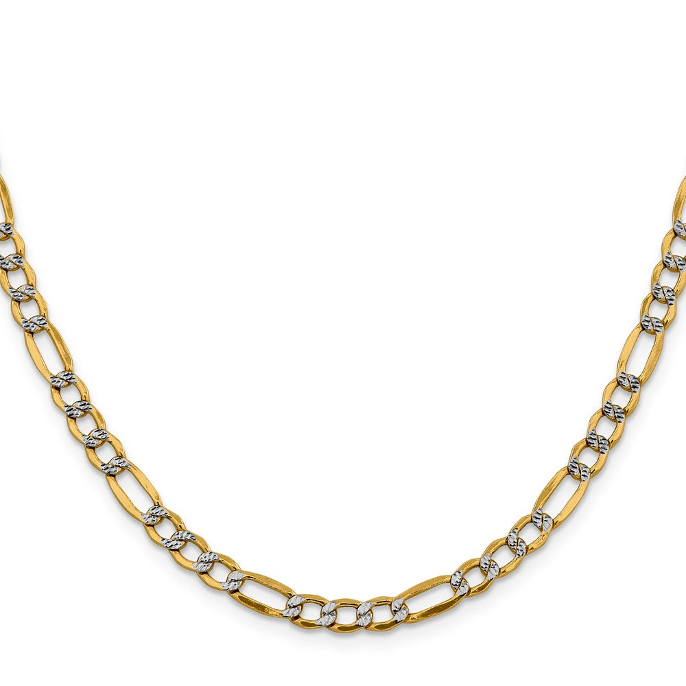 Gold (14K) Semi-Solid Rhodium Pavé Figaro Chain