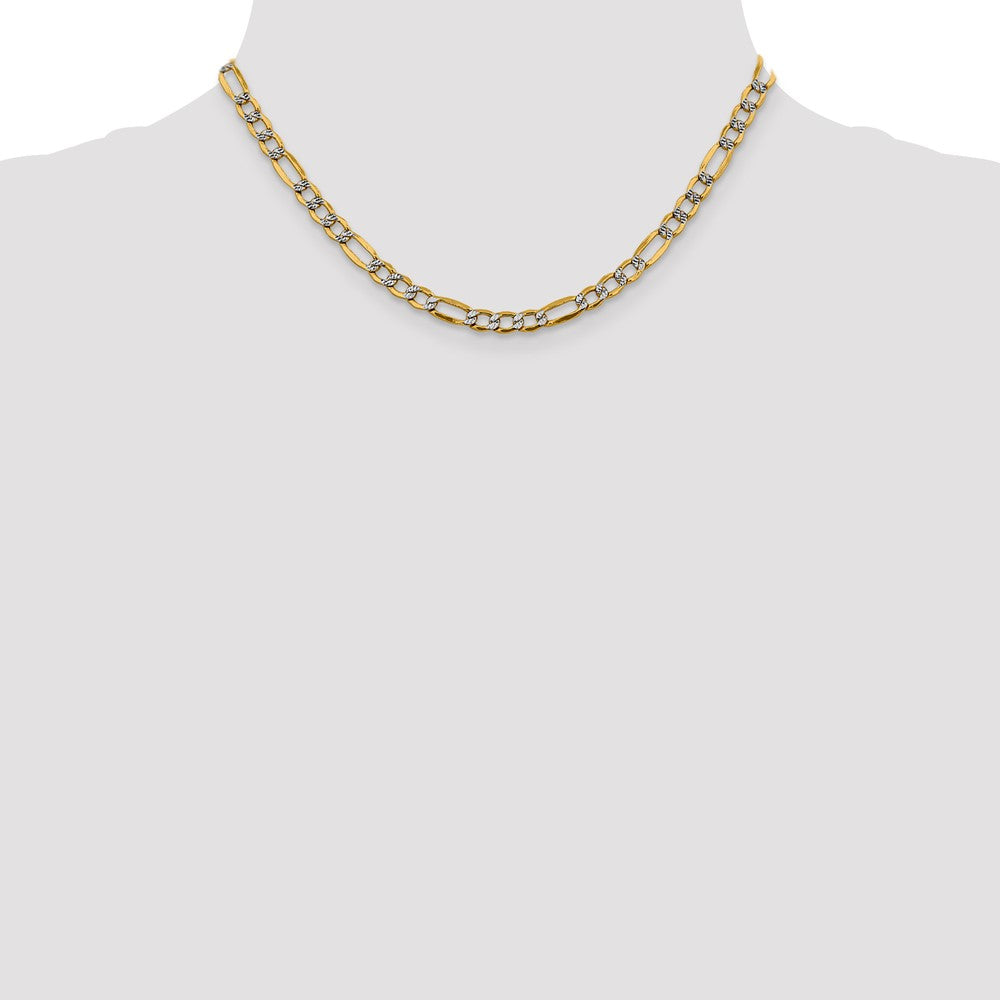 Gold (14K) Semi-Solid Rhodium Pavé Figaro Chain