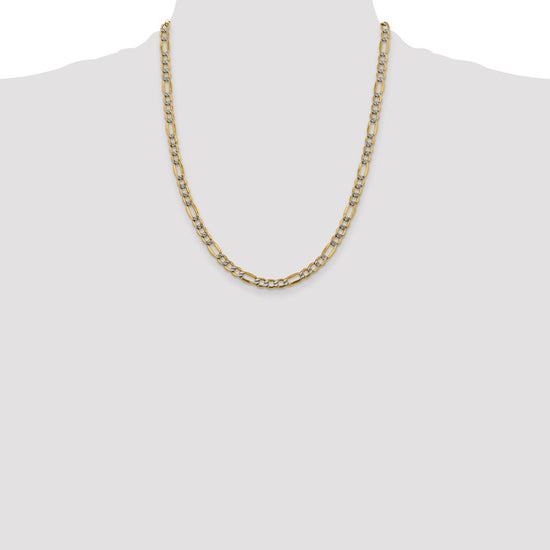 Gold (14K) Semi-Solid Rhodium Pavé Figaro Chain