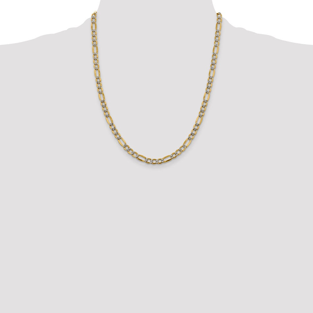 Gold (14K) Semi-Solid Rhodium Pavé Figaro Chain