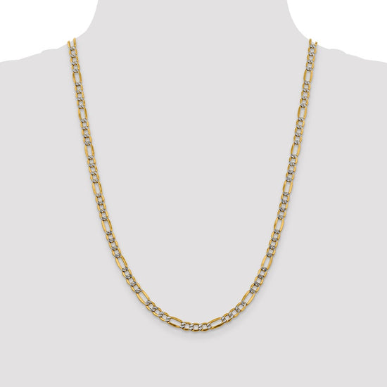 Gold (14K) Semi-Solid Rhodium Pavé Figaro Chain