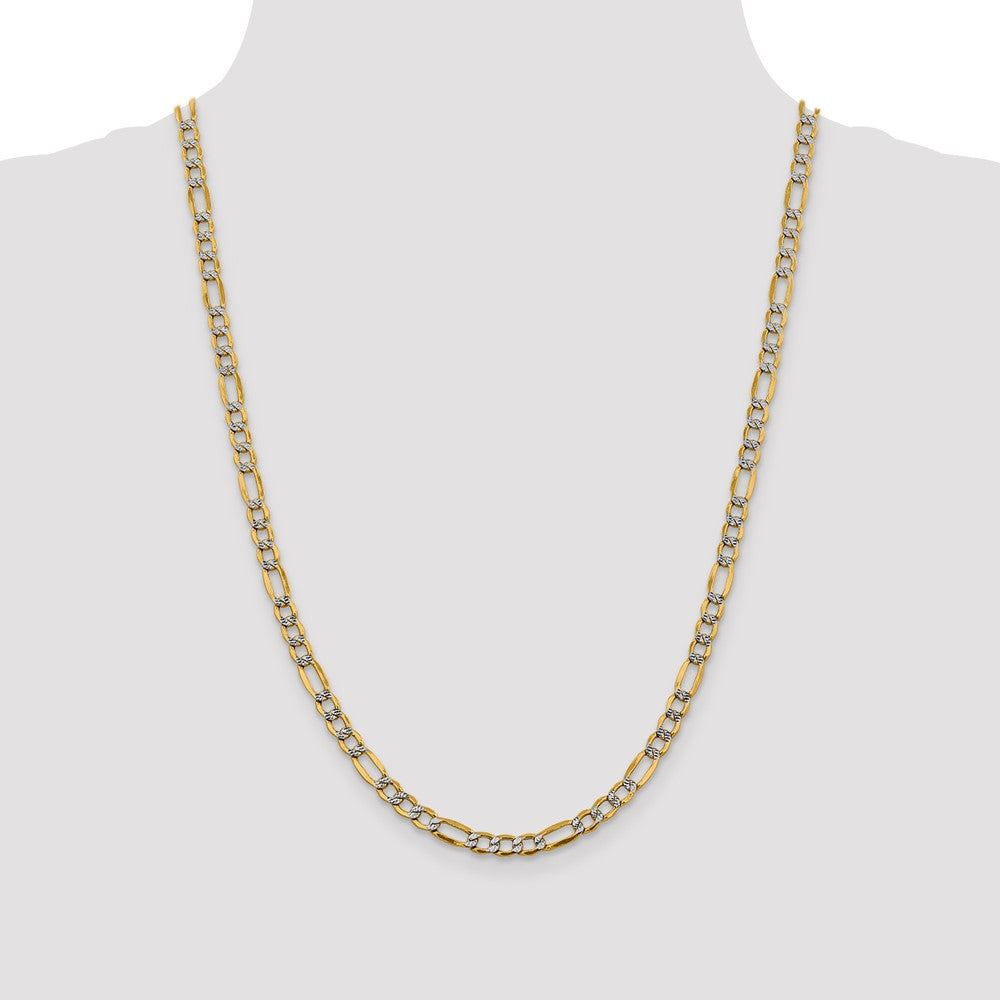 Gold (14K) Semi-Solid Rhodium Pavé Figaro Chain