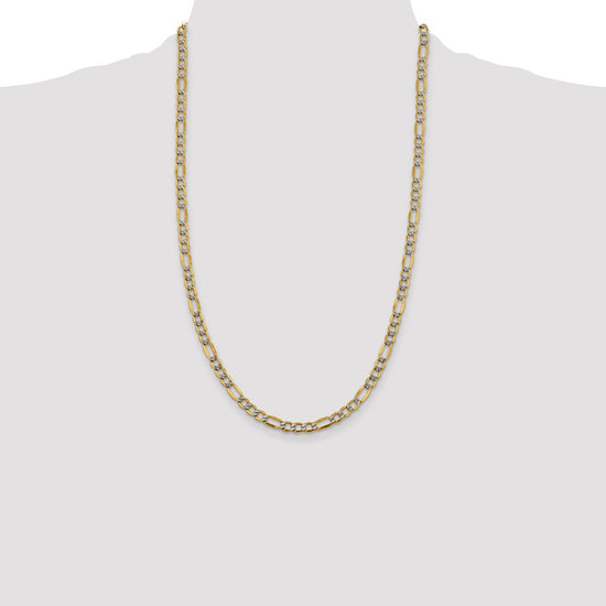 Gold (14K) Semi-Solid Rhodium Pavé Figaro Chain