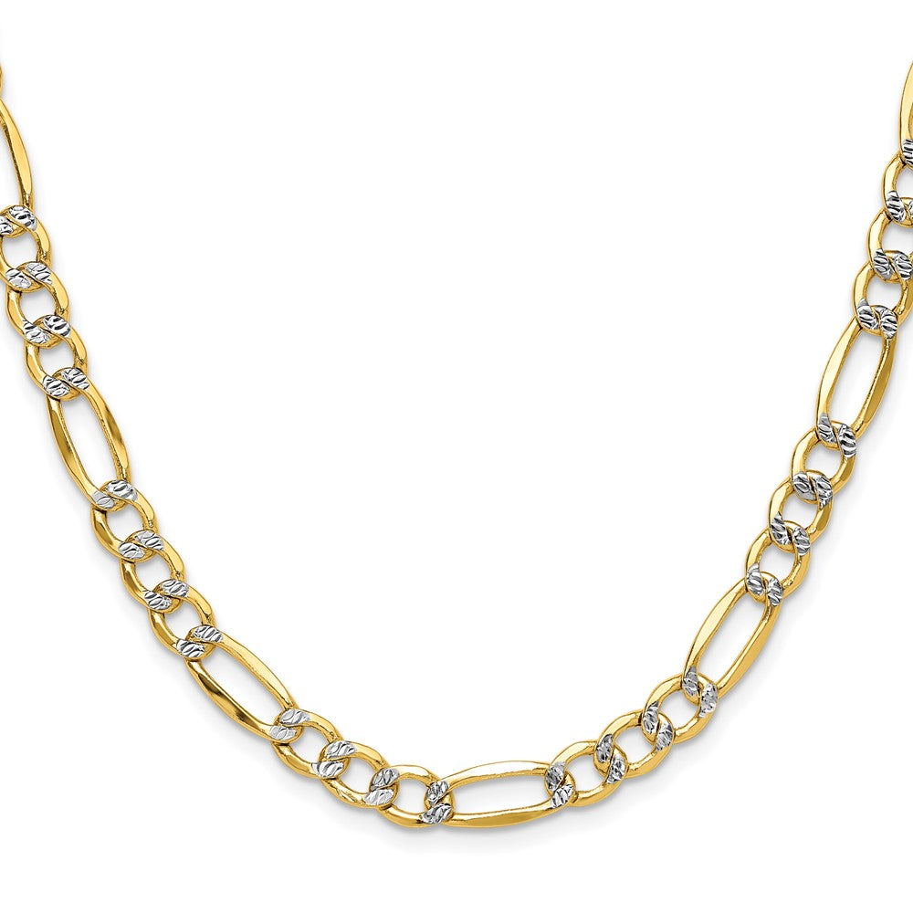 Gold (14K) Semi-Solid Rhodium Pavé Figaro Chain