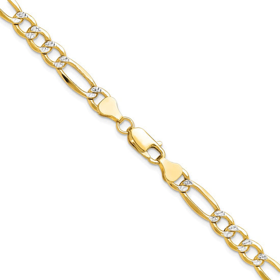 Gold (14K) Semi-Solid Rhodium Pavé Figaro Chain