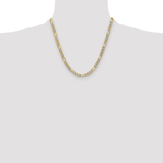 Gold (14K) Semi-Solid Rhodium Pavé Figaro Chain