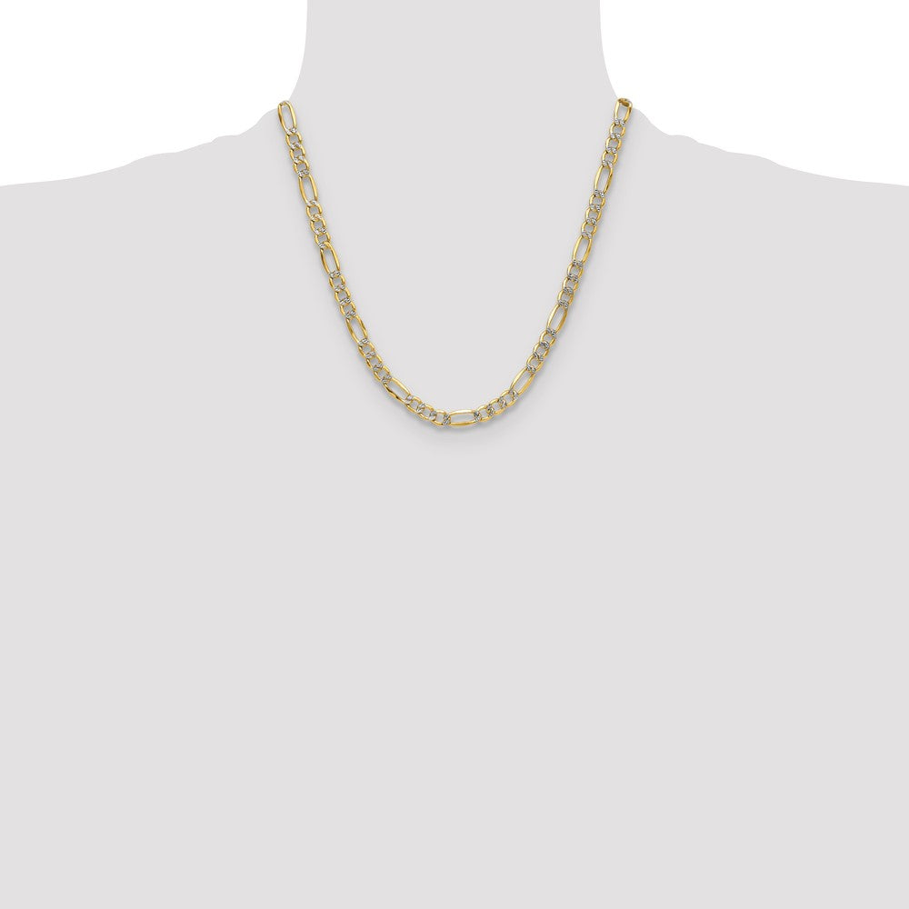 Gold (14K) Semi-Solid Rhodium Pavé Figaro Chain
