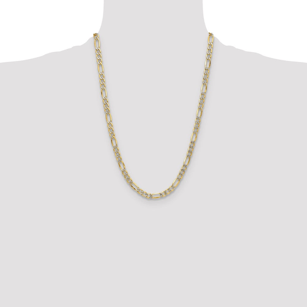 Gold (14K) Semi-Solid Rhodium Pavé Figaro Chain
