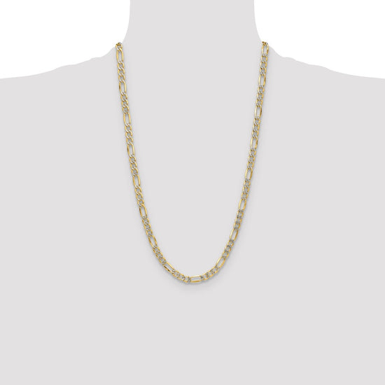 Gold (14K) Semi-Solid Rhodium Pavé Figaro Chain