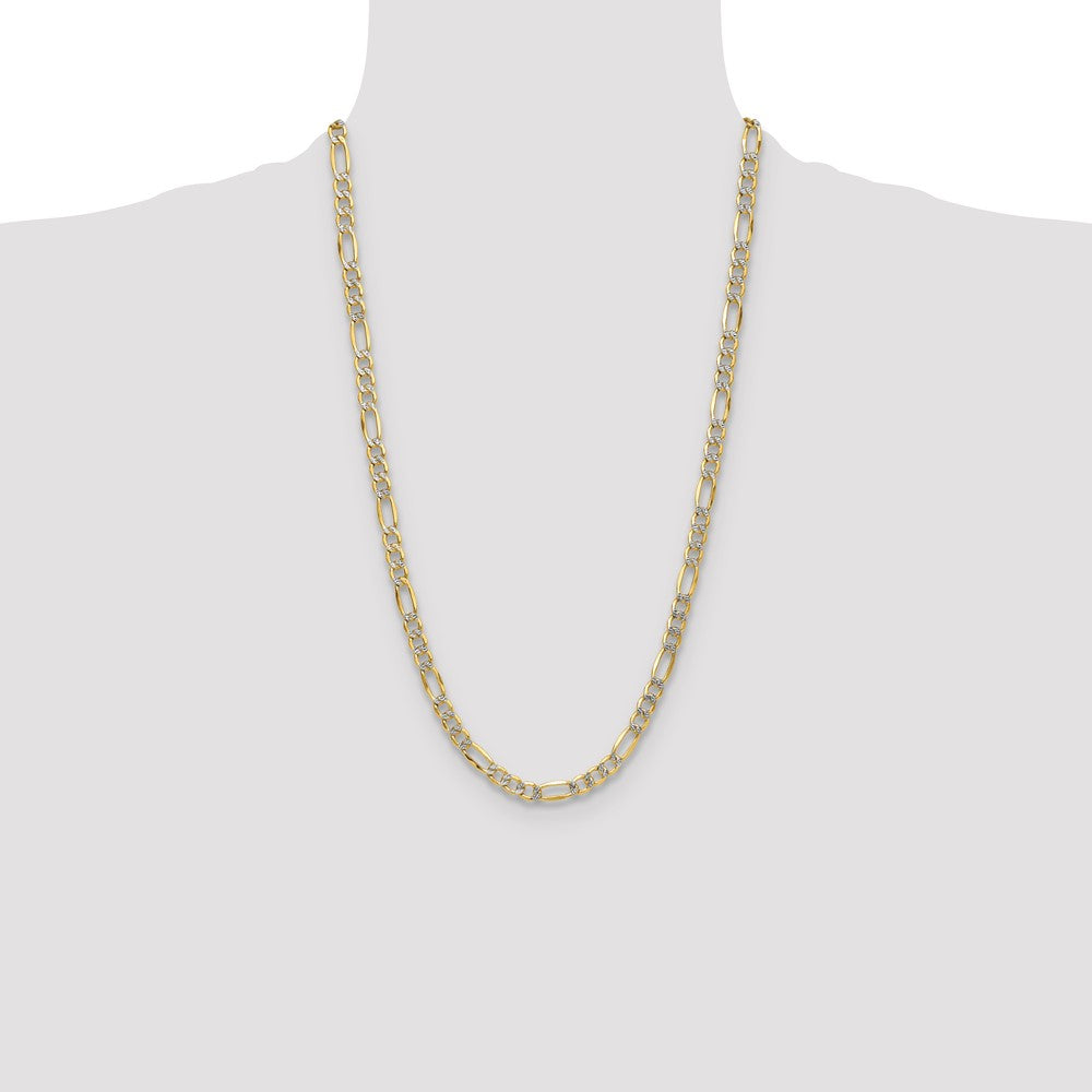 Gold (14K) Semi-Solid Rhodium Pavé Figaro Chain