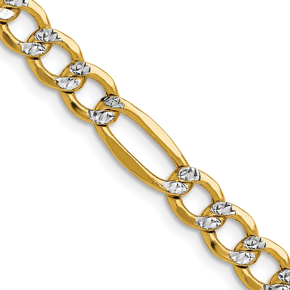Gold (14K) Semi-Solid Rhodium Pavé Figaro Chain