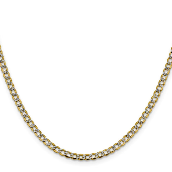 Gold (14K) Semi-Solid Rhodium Pavé Curb Chain