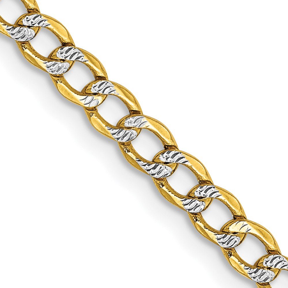 Gold (14K) Semi-Solid Rhodium Pavé Curb Chain