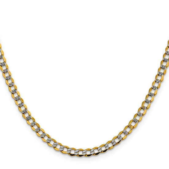 Gold (14K) Semi-Solid Rhodium Pavé Curb Chain