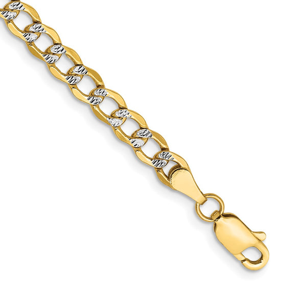 Gold (14K) Semi-Solid Rhodium Pavé Curb Chain