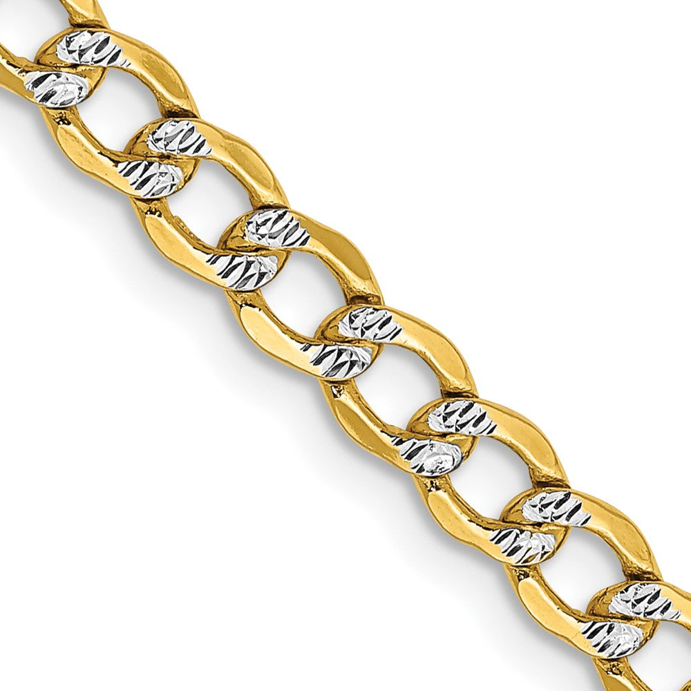 Gold (14K) Semi-Solid Rhodium Pavé Curb Chain
