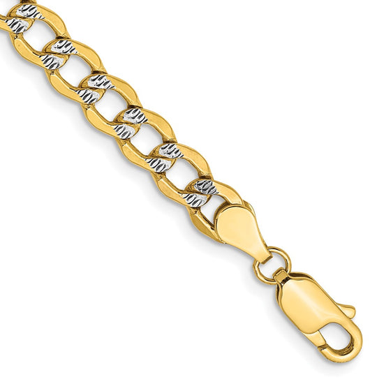 Gold (14K) Semi-Solid Rhodium Pavé Curb Chain
