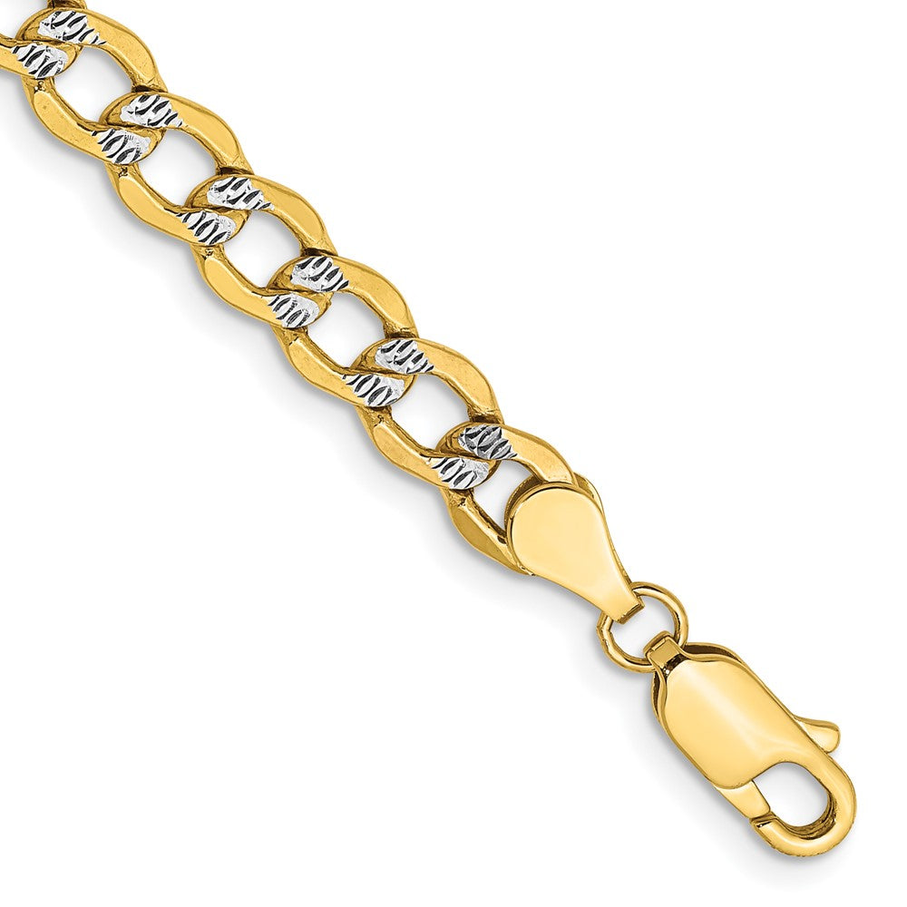 Gold (14K) Semi-Solid Rhodium Pavé Curb Chain