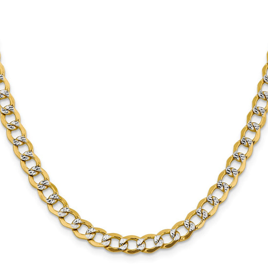 Gold (14K) Semi-Solid Rhodium Pavé Curb Chain