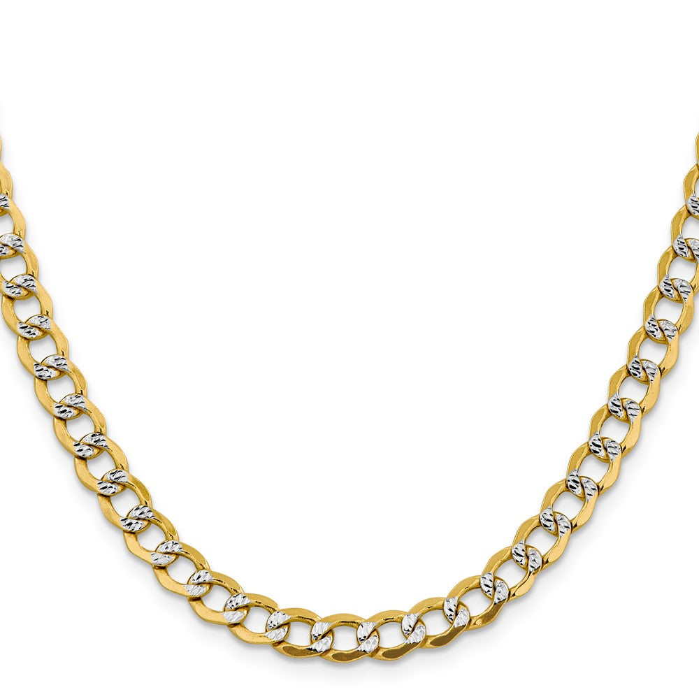 Gold (14K) Semi-Solid Rhodium Pavé Curb Chain