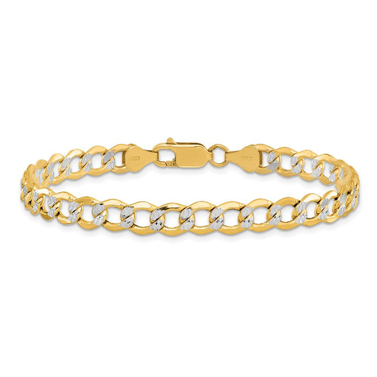 Gold (14K) Semi-Solid Rhodium Pavé Curb Chain