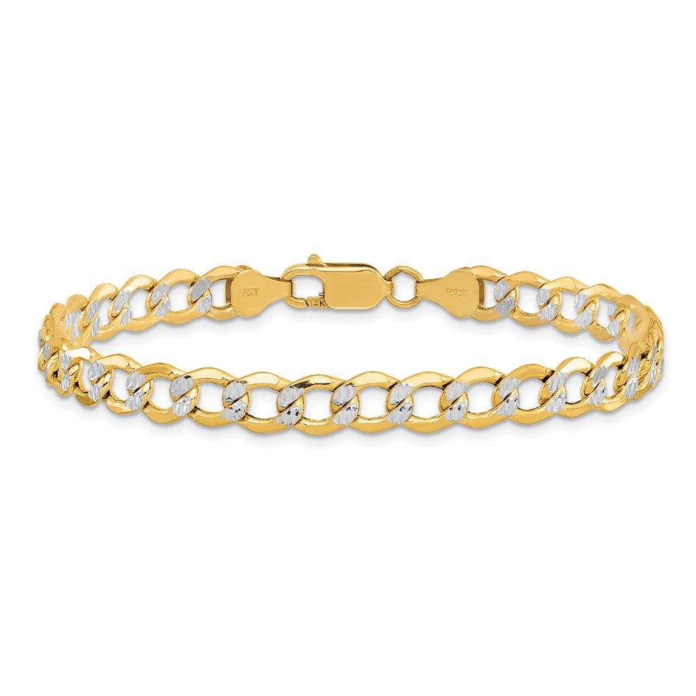 Gold (14K) Semi-Solid Rhodium Pavé Curb Chain
