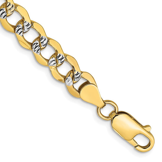 Gold (14K) Semi-Solid Rhodium Pavé Curb Chain