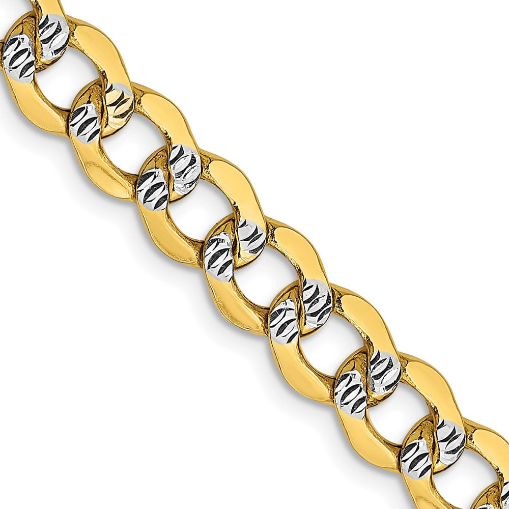 Gold (14K) Semi-Solid Rhodium Pavé Curb Chain