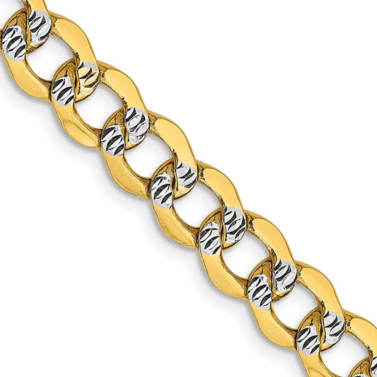 Gold (14K) Semi-Solid Rhodium Pavé Curb Chain