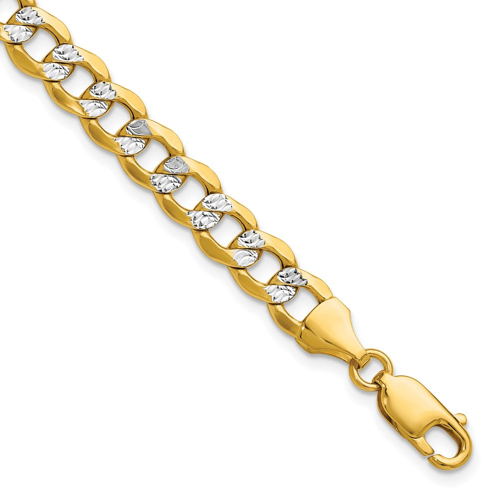 Gold (14K) Semi-Solid Rhodium Pavé Curb Chain