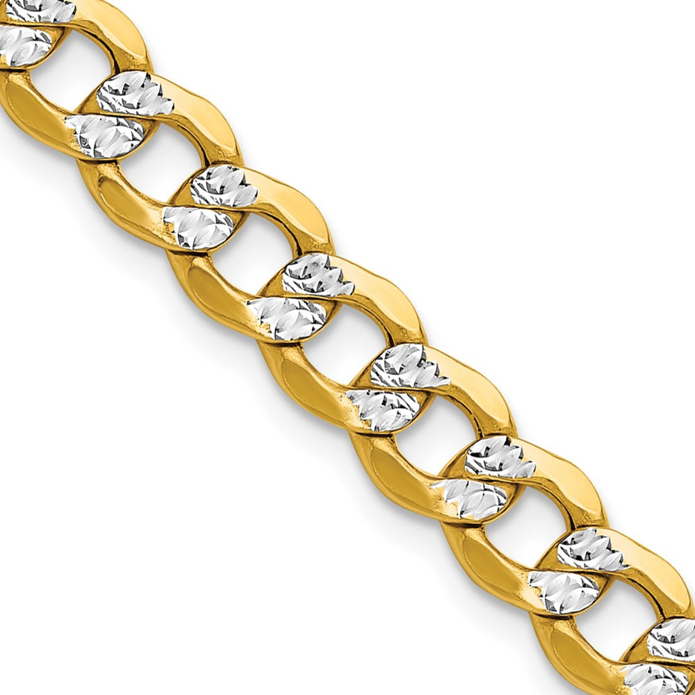 Gold (14K) Semi-Solid Rhodium Pavé Curb Chain