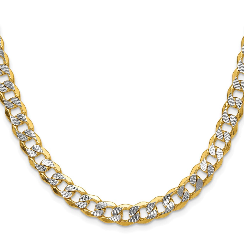 Gold (14K) Semi-Solid Rhodium Pavé Curb Chain